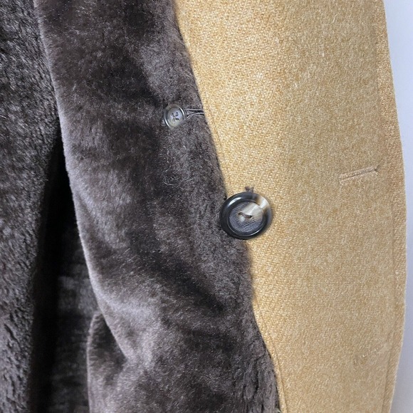 Vintage McGregor 70s Men’s Sherpa Lined Heavy Winter Jacket Pea Coat Tan Sz 38 - Picture 13 of 13